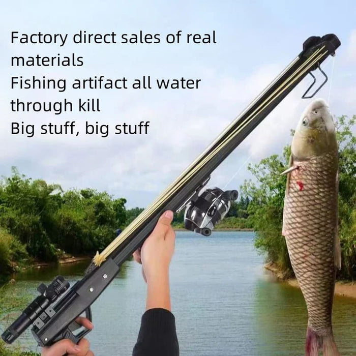 Powerful Long Rod Slingshot with Fishing Reel