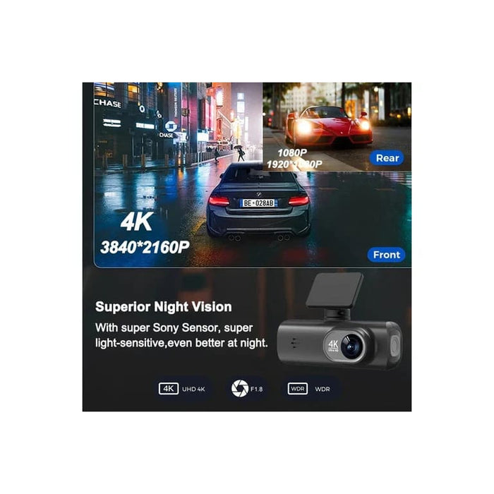 4K + 1080P Dual Dash Cam