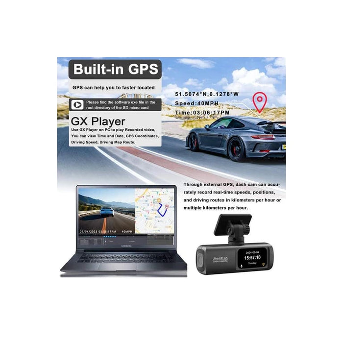 4K + 1080P Dual Dash Cam