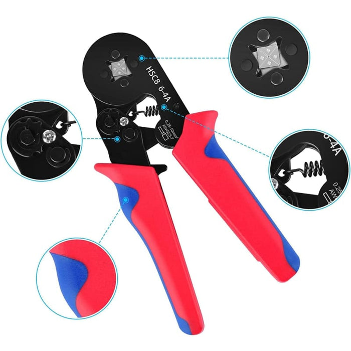 Crimping Tool Kit Wire Crimper Professional AWG23-7(0.25-10mm²) Self-Adjustable Ratchet Wire Crimping Tool Ferrule Crimper Plier Set