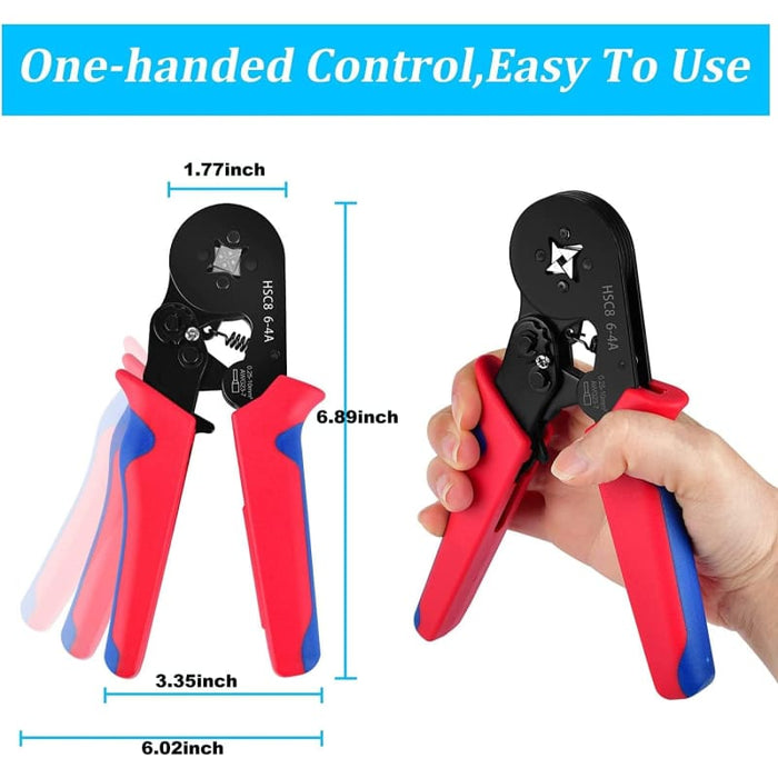 Crimping Tool Kit Wire Crimper Professional AWG23-7(0.25-10mm²) Self-Adjustable Ratchet Wire Crimping Tool Ferrule Crimper Plier Set