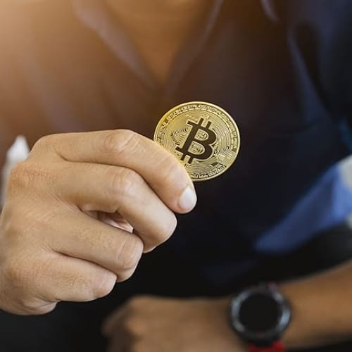 Bitcoin Commemorative Coin 24K Gold Plated 3mm BTC Cryptocurrency Collectible Coin with Protective Case
