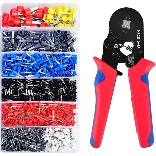 Crimping Tool Kit Wire Crimper Professional AWG23-7(0.25-10mm²) Self-Adjustable Ratchet Wire Crimping Tool Ferrule Crimper Plier Set
