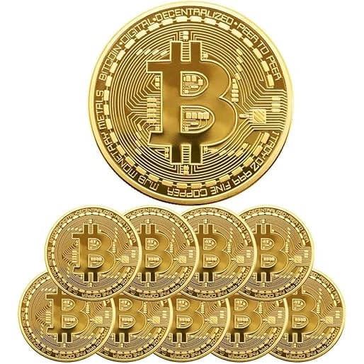 Bitcoin Commemorative Coin 24K Gold Plated 3mm BTC Cryptocurrency Collectible Coin with Protective Case