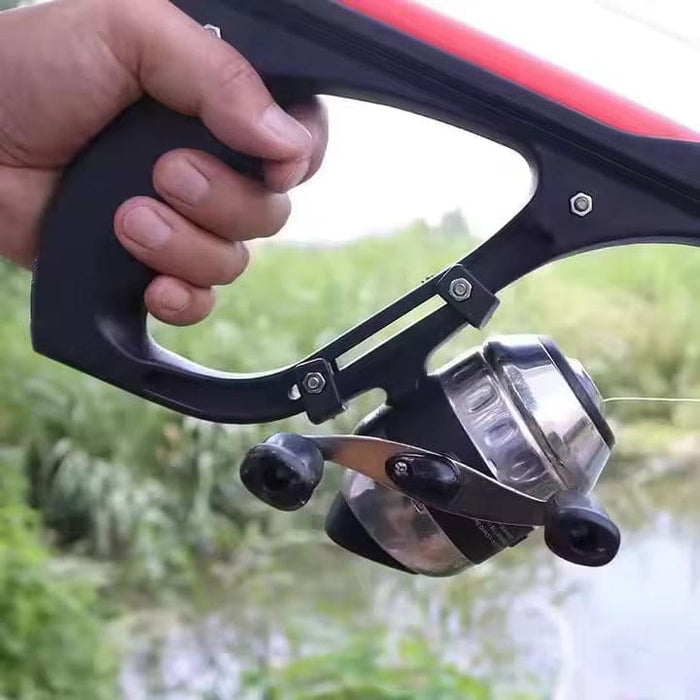 Metal Slingshot with Fishing Reel – Extended Type with Drag Grip