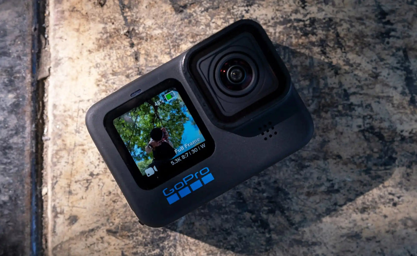 Black GoPro action camera.