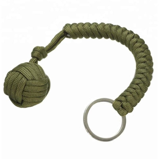 MONKEYS FIST SELF DEFENSE EMERGENCY LANYARD KEYCHAIN EDC - ARMY GREEN
