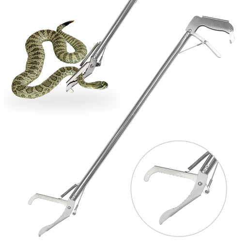 Professional All-Aluminum Alloy Snake Tongs,Extra Heavy Duty Snake Tongs Reptile Grabber Wide Jaw Handling Tool Foldable with lock