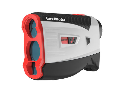 LaserWorks Golf Rangefinder with Slope Switch Magnet mount Red Ring Jolt PinLock Technology & Vibration Assist - Golf Rangefinder
