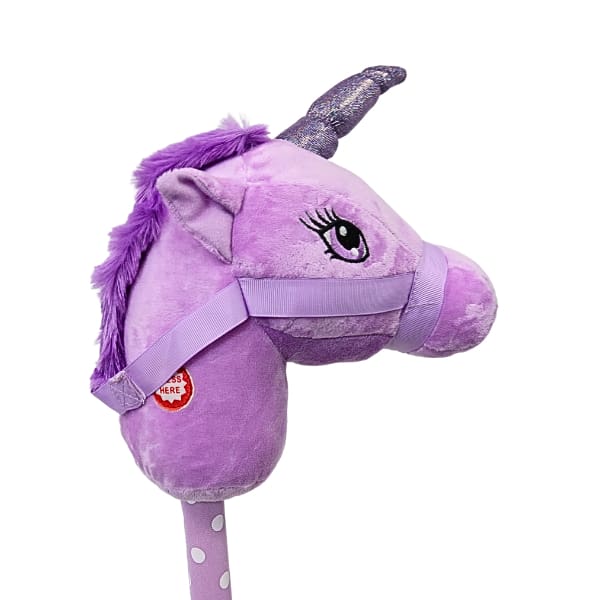 Plush Unicorn Head On A Stick Hobby Horse with sounds