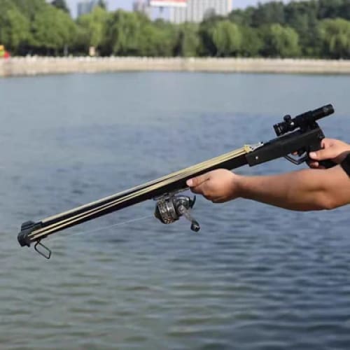 Powerful Long Rod Slingshot with Fishing Reel — 1159