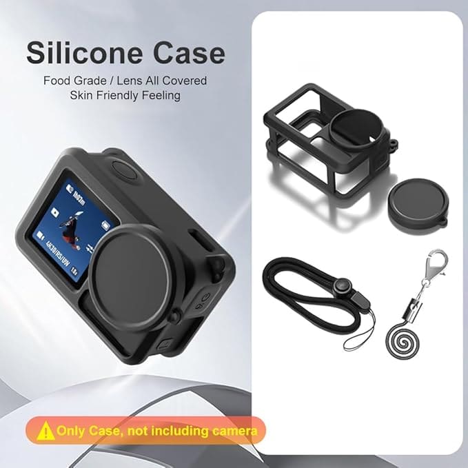 DJI Osmo Action 5 Pro Rubber Silicone Case and Lens Cover - Silicone Case & Lens Cap