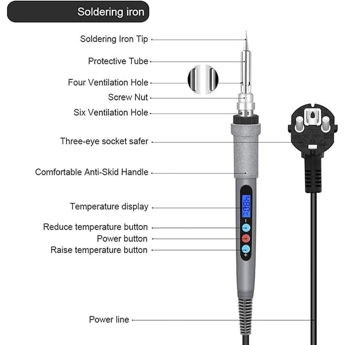 Reliable Soldering Iron Hand kit 90W Digital Soldering Iron kit Electric Soldering Iron with Multimeter