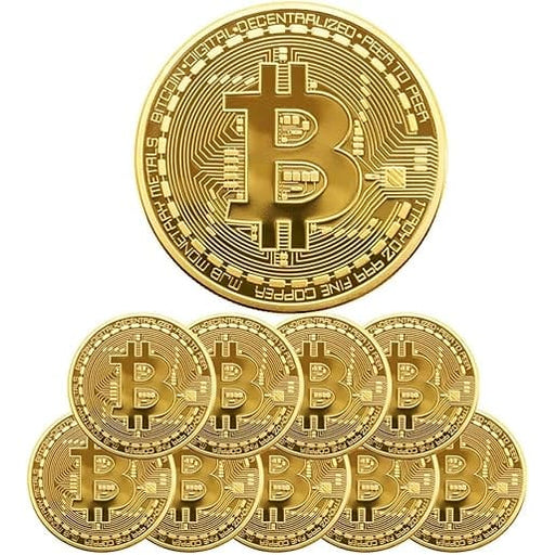 Bitcoin Commemorative Coin 24K Gold Plated 3mm BTC Cryptocurrency Collectible Coin with Protective Case