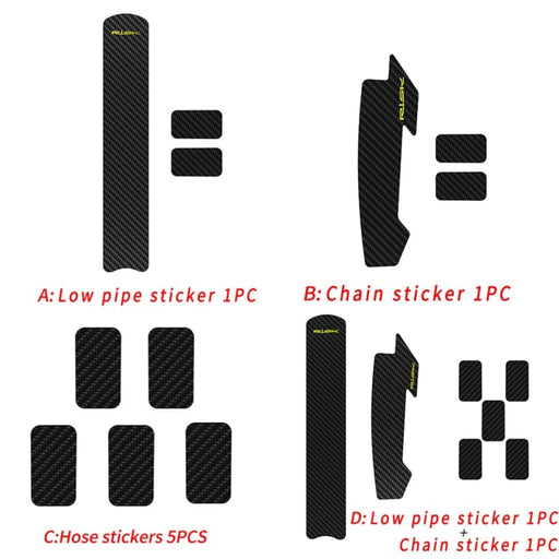 RISK Bike Frame Protective Sticker for MTB or Road Bikes - A - Bottom Frame Sticker with 2 Small Hose / Tube Protection Stickers - Bike