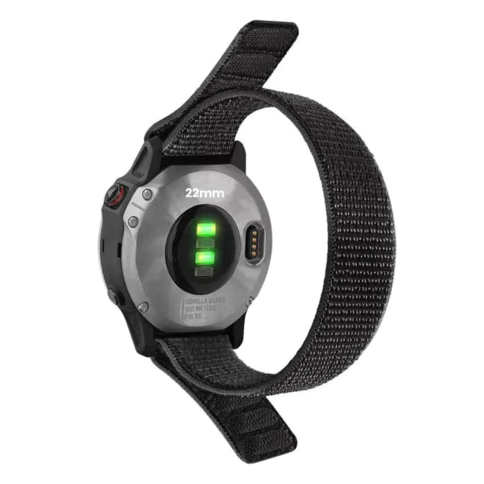 Xtreme Xccessories 22mm Nylon Stretch Replacement Watch Strap For Garmin Fenix 5/5 Plus/6/7/ Instinct/Forerunner 935 & More - Black - 22mm